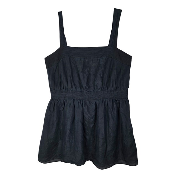 Alfani Tops - Alfani Black 100% Silk Smocked Empire Waist Peplum Tank Top Blouse Woman 10